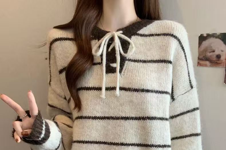 Striped Long Sleeve Knit Pullover