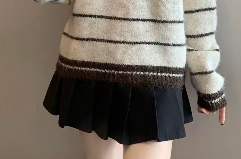 Striped Long Sleeve Knit Pullover