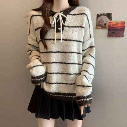 Striped Long Sleeve Knit Pullover