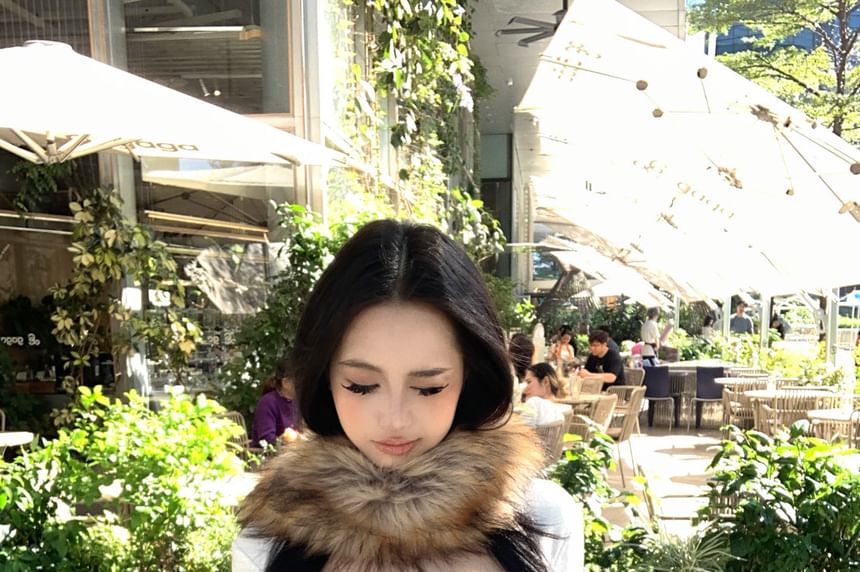Square Neck Lace Panel Long Sleeve Blouse