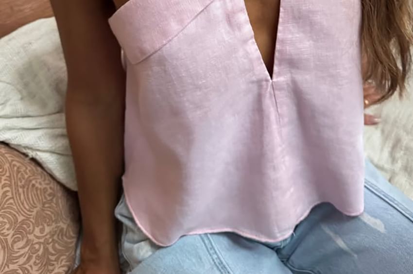 Open-Back Plunge-Neck Relaxed Camisole