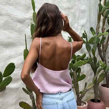 Open-Back Plunge-Neck Relaxed Camisole