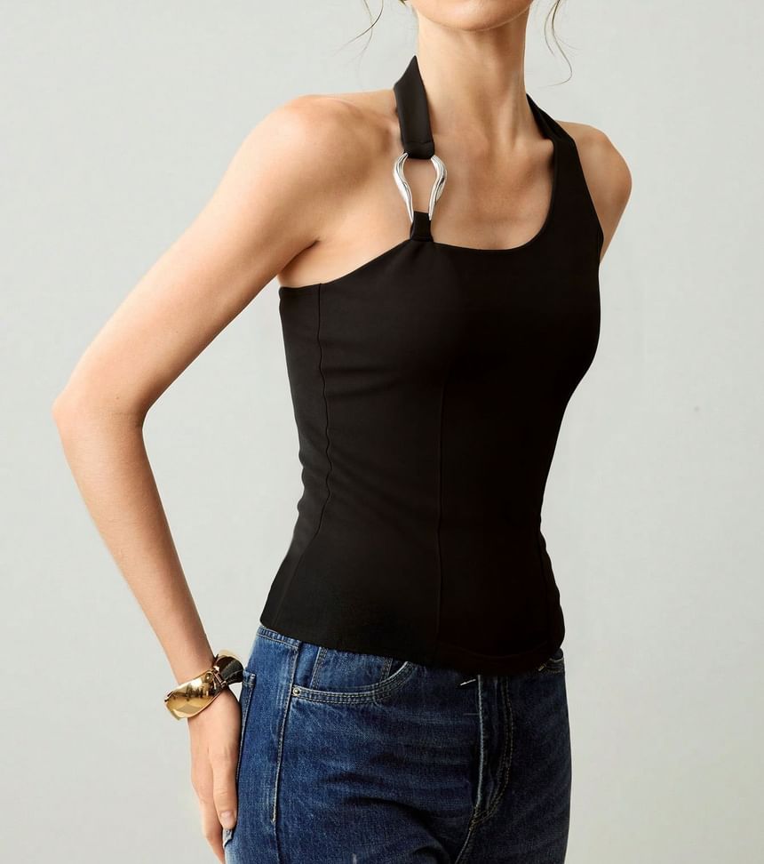 Slim-Fit Halter-Neck Minimalist Tank