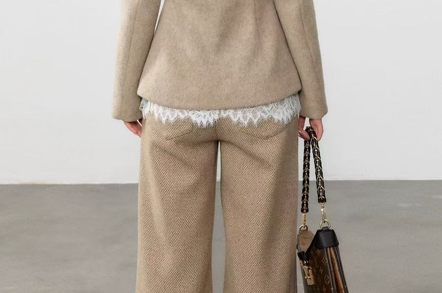 Button Jacket with Top and Straight Pants Set