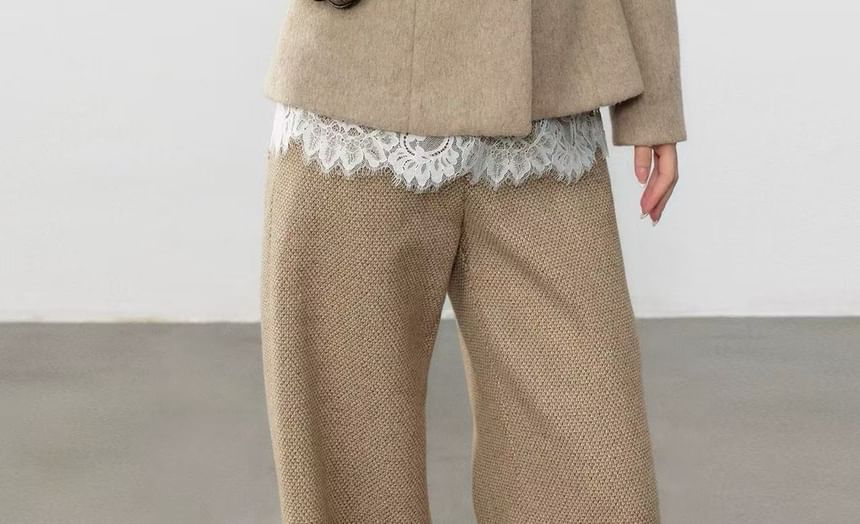 Button Jacket with Top and Straight Pants Set