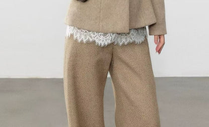 Button Jacket with Top and Straight Pants Set