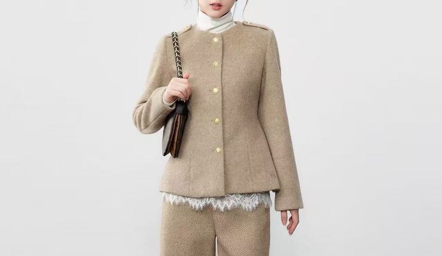 Button Jacket with Top and Straight Pants Set