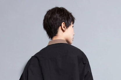 Contrast Trim Long-Sleeve Plain Shirt