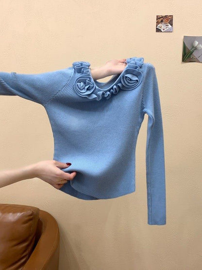 Boat Neck Ribbed Knit Sweater