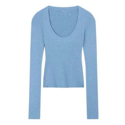 Classic Scoop-Neck Long-Sleeve Knit Top