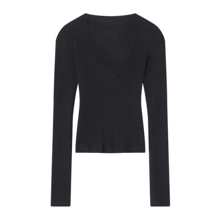 Classic Scoop-Neck Long-Sleeve Knit Top