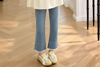 Maternity Mock Two-Piece Round-Neck Long-Sleeve Top