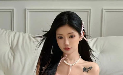 Set: Strapless Flower Detail Mini A-Line Party Dress + Plain Shorts