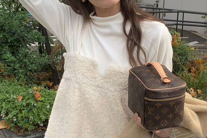Faux Shearling Notch-Neck Camisole