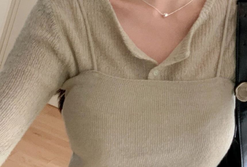 Cropped Knit Camisole & Cardigan Set