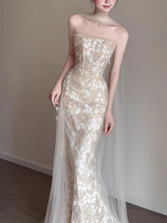 Strapless Mermaid Evening Gown