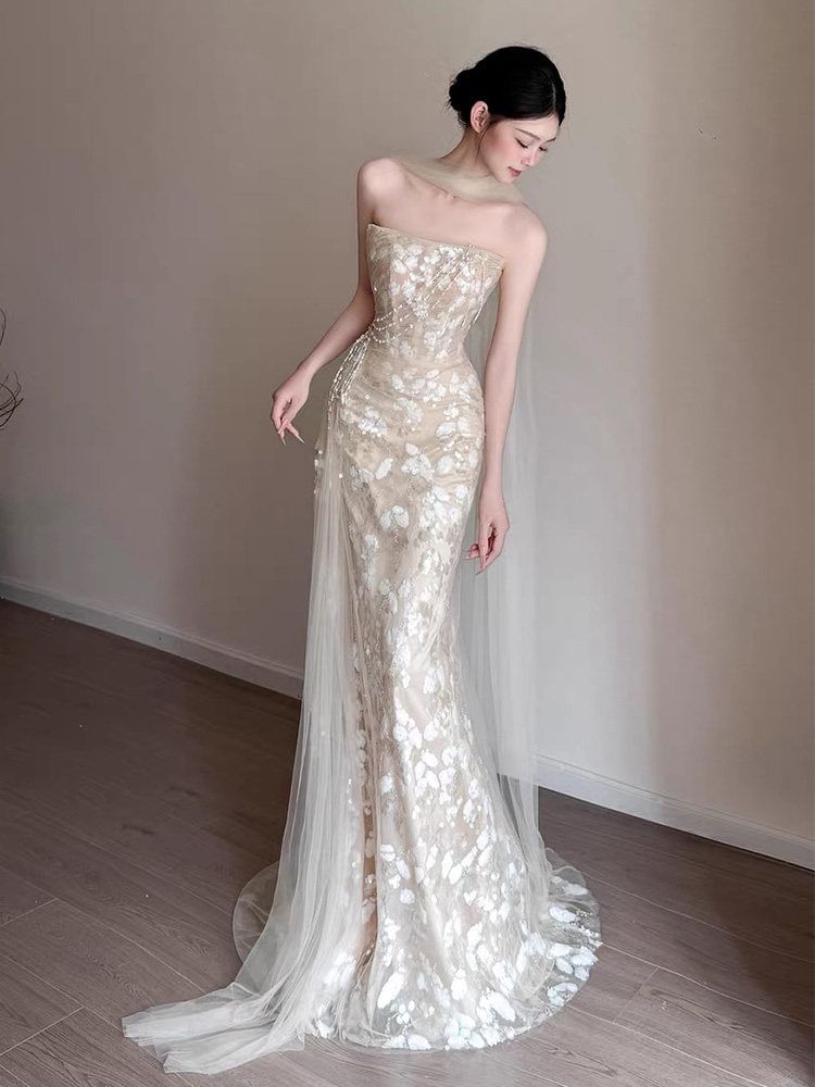 Strapless Mermaid Evening Gown