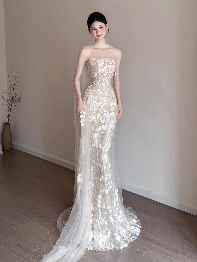 Strapless Mermaid Evening Gown