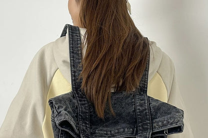 Washed Panel Denim Backpack Tote
