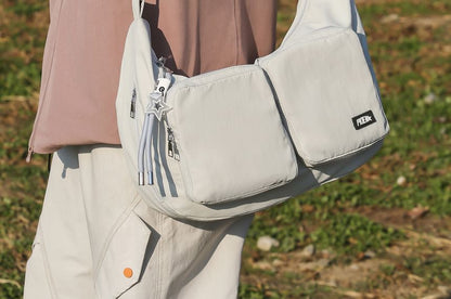 Plain Pocket Fabric Crossbody Bag