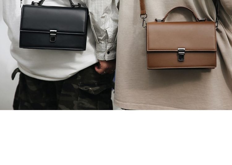 Flap Buckle Top Handle Crossbody Bag