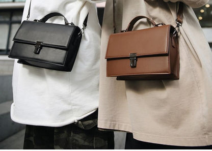 Flap Buckle Top Handle Crossbody Bag