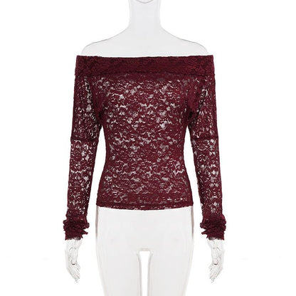 Elegant Lace Off-Shoulder Slim Crop Top & Sequin Ruched Mini Skirt