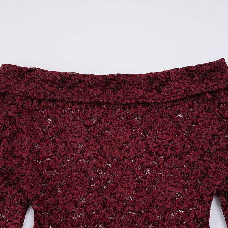 Elegant Lace Off-Shoulder Slim Crop Top & Sequin Ruched Mini Skirt