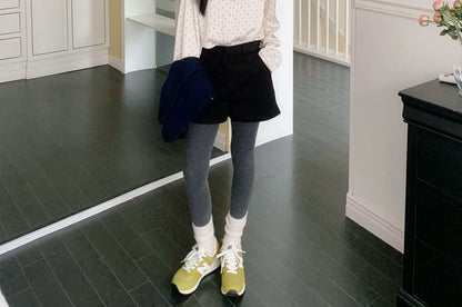 Ruffled Polka Dot Long-Sleeve Blouse