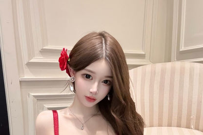 Spaghetti Strap Sweetheart Neck Glitter Mermaid Evening Gown