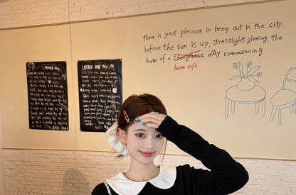 Peter Pan Collar Ruffle Hem Tee
