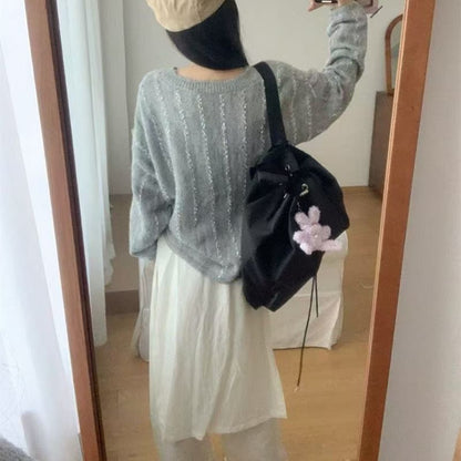 Beaded Round Neck Knit Sweater