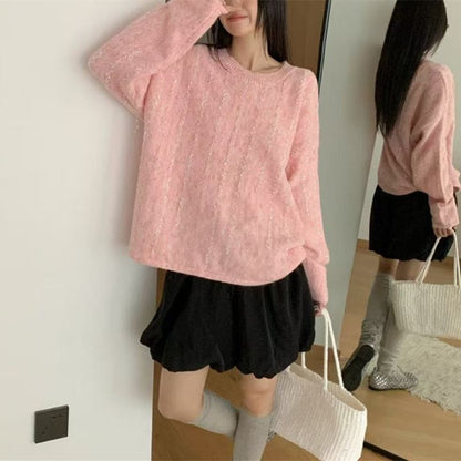 Beaded Round Neck Knit Sweater