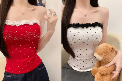 Polka Dot Crop Tube Top
