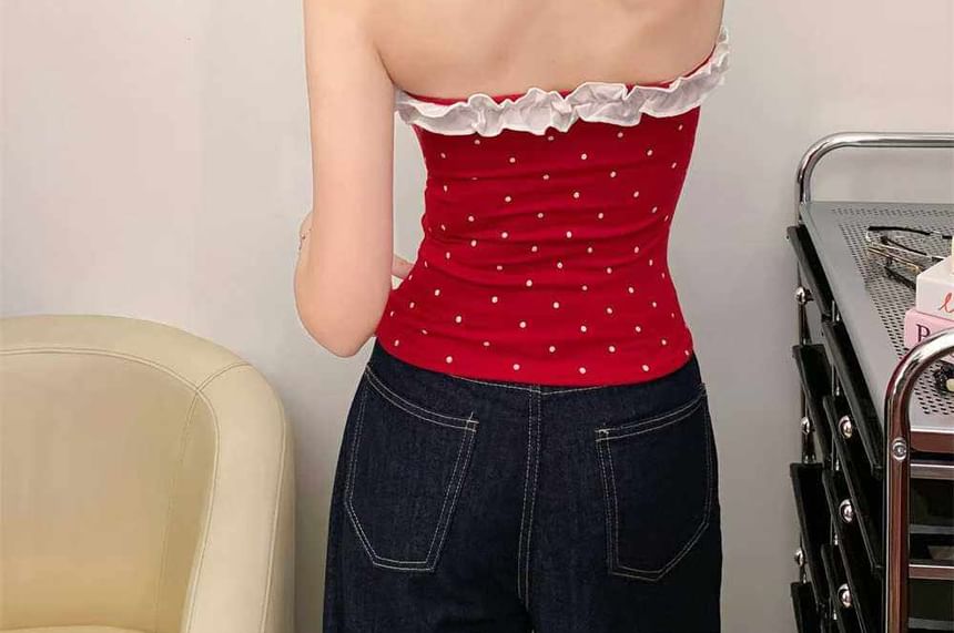 Polka Dot Crop Tube Top