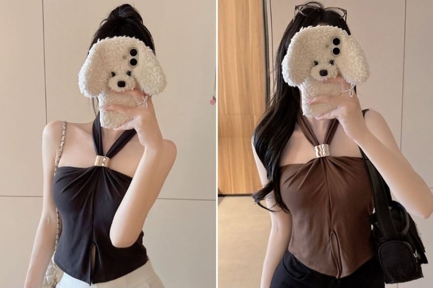 Halter Neckline Minimalist Crop Top