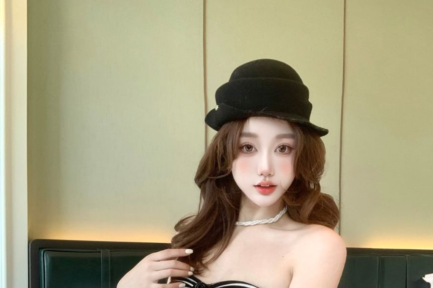 Striped Strapless Crop Tube Top