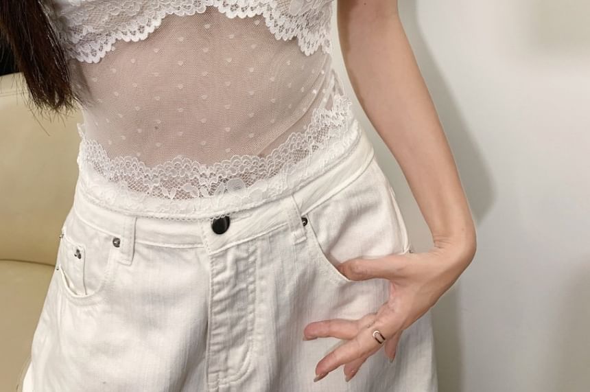 Polka Dot V-Neck Crop Camisole