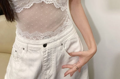 Polka Dot V-Neck Crop Camisole