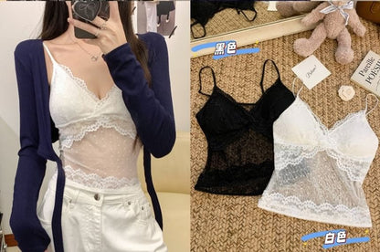 Polka Dot V-Neck Crop Camisole