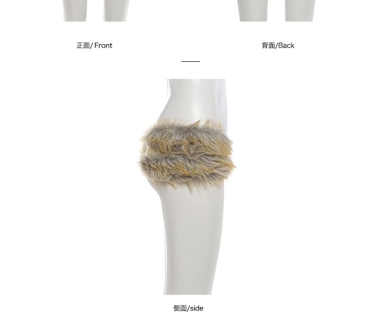 Studded Faux Fur Crop Tube Top with Pencil Skirt and Belt Set