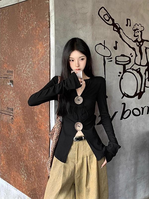 Classic Fitted Collared Tee with Extended Sleeves
