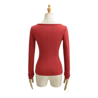Scoop Neck Cutout Long Sleeve Tee
