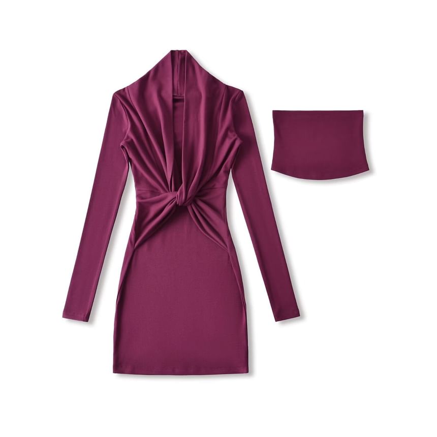 Ruched Mini Sheath Dress with Tube Top Set