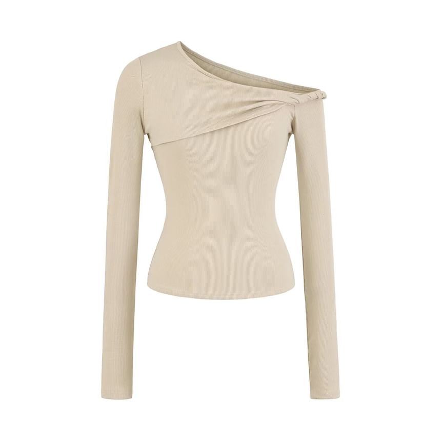 One Shoulder Twisted Long Sleeve Top