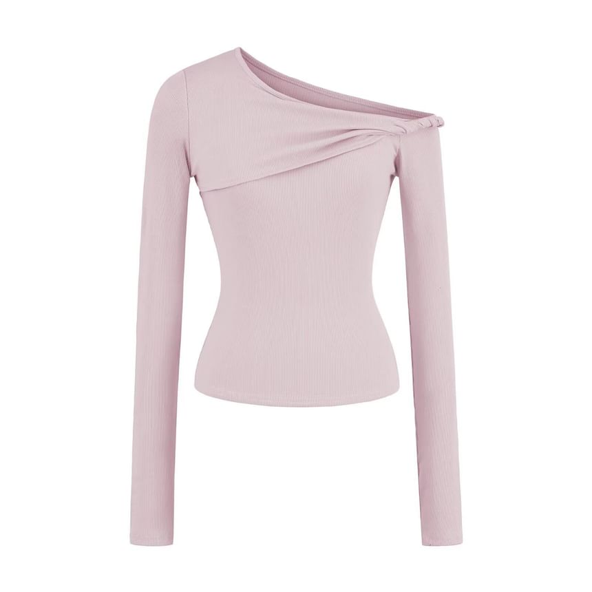 One Shoulder Twisted Long Sleeve Top