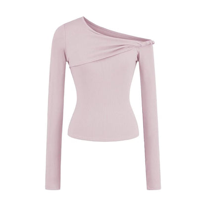 One Shoulder Twisted Long Sleeve Top