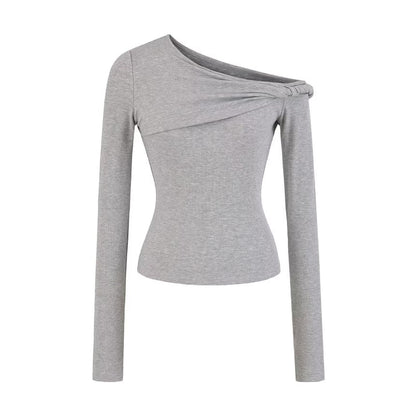 One Shoulder Twisted Long Sleeve Top