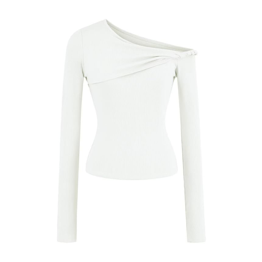 One Shoulder Twisted Long Sleeve Top