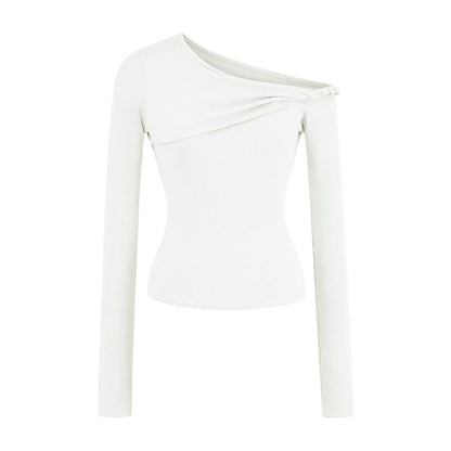 One Shoulder Twisted Long Sleeve Top